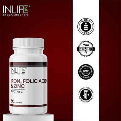 Inlife Iron Folic Acid Zinc FEFOTAB-Z Tablets 60's - Calcium And Minerals