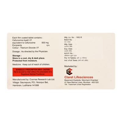 CEPAZINE 500mg Tablet 10's - Bacterial Infections-Cep