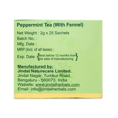 Jindal Herbal Tea Bag Sachets - Peppermint with Fennel 25's - Teas