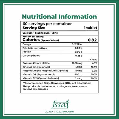 Boldfit Calcium Magnesium Zinc Tablet 60's - Calcium And Minerals