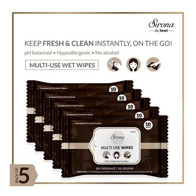 Sirona Multi Use Wet Wipes (Pack of 5 x 10's) - Intimate Hygiene
