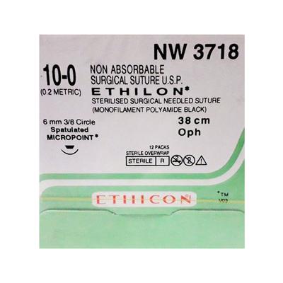 Johnson & Johnson Ethicon Ethilon Non Absorbable Surgical Suture (10-0) (38 cm) (NW3718) 1's - Sutures