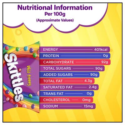 Skittles Candies Pouch - Wild Berry 90 gm - Nutritional Bars