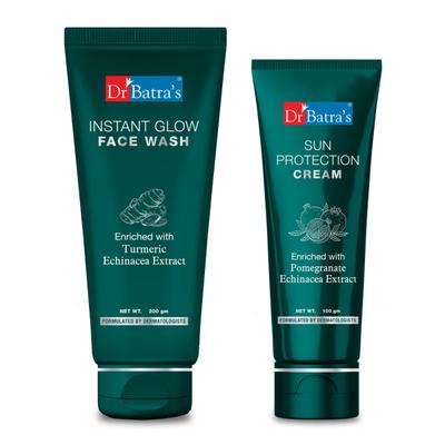 Dr Batra's Instant Glow Face Wash 200 gm + Sun Protection Cream 100 gm - Personal Care (Ayush)