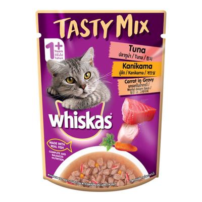 Whiskas Tasty Mix Tuna and Kanikama with Carrot in Gravy 70 gm - Petfood
