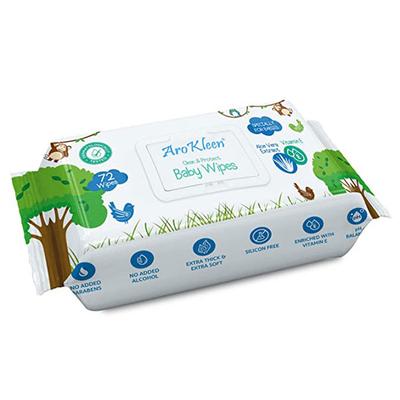 AroKleen Clean & Protect Baby Wipes - Aloe Vera Extract & Vitamin E 72's - Diapers & Wipes