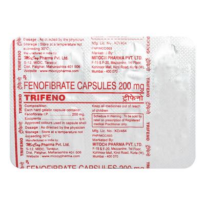 Trifeno 200mg Capsule 10'S - High Cholesterol-Dys