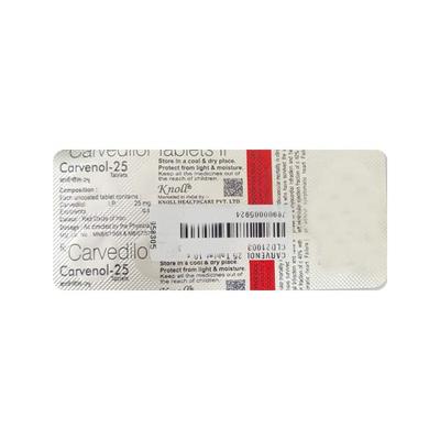 CARVENOL 25 Tablet 10's - Hypertension-Bet