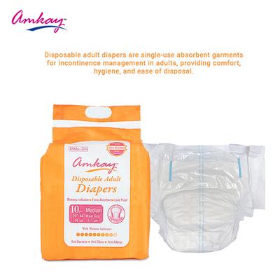 Amkay Disposable Adult Diapers (M) 10's - Adult Diapers & Pads