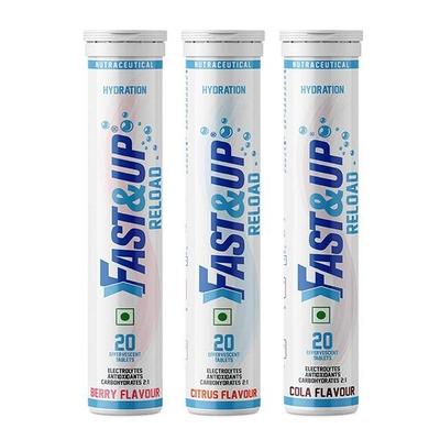 Fast&Up Reload Hydration Effervescent Tablet - Assorted Flavour (Pack of 3 x 20's) - Workout Essentials