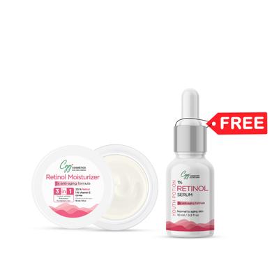 CGG Cosmetics 3 in 1 Retinol Moisturizer 50 ml + Free Retinol Serum 10 ml - Face Moisturizers