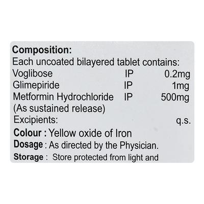Glusens MV 1/500/0.2mg Tablet 10'S - Diabetes-Ant