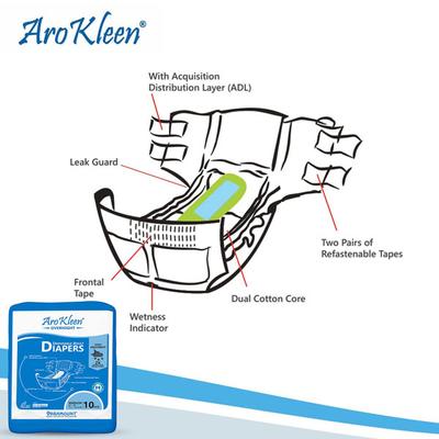 AroKleen Overnight Disposable Adult Diapers (M) (71.1 cm - 101.6 cm) (Pack of 3 x 10's) 1's - Adult Diapers & Pads
