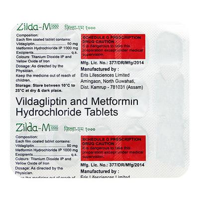 ZILDA M 1000mg Tablet 15's - Diabetes-Ant