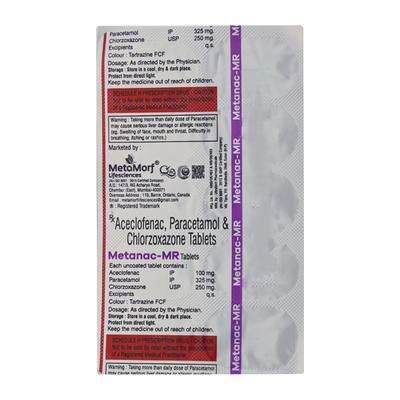 METANAC MR Tablet 10's - Muscle Spasm-Mus