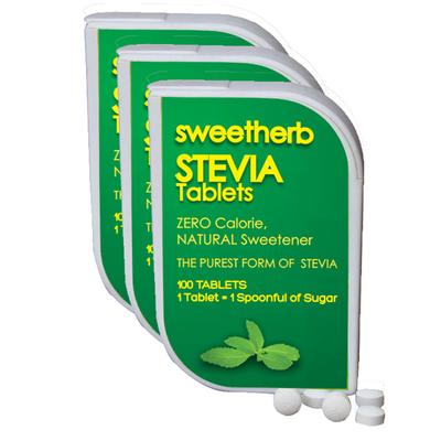 Sweetherb Stevia Sugarfree Tablet (Pack of 3 x 100's) - Sugar Substitutes (Fitness)