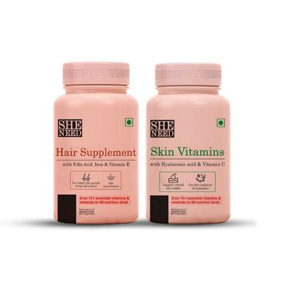 Sheneed Hair Supplement Capsule 60's + Skin Vitamins Capsule 60's - Hair & Skin