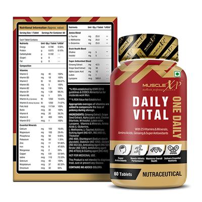 MuscleXP Men Daily Vital Sports Tablet (Pack of 2 x 60's) - Multi-Vitamins