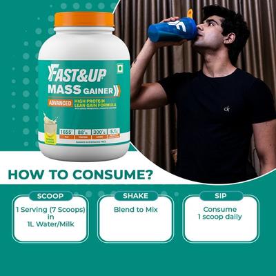 Fast&Up Mass Gainer Protein Powder - Chocolate Flavour 3000 gm - Whey Proteins