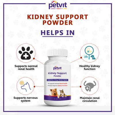Petvit Kidney Support Powder- All Breeds of Dogs & Cats 100 gm - Petfood