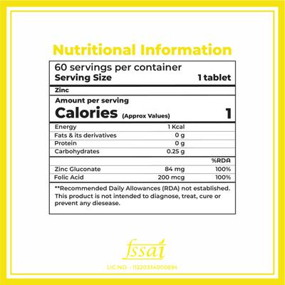 Boldfit Zinc Tablet 60's - Calcium And Minerals