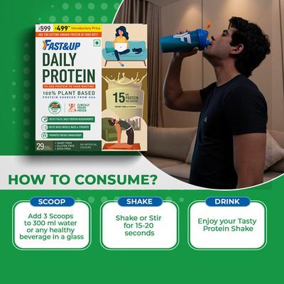 Fast&Up Daily Protein Powder - Creamy Vanilla Flavour 150 gm - Workout Essentials