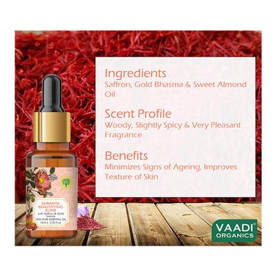 Vaadi Herbals 100% Pure Essential Oil - Suramya Beautifying Elixr with Saffron & Gold Leaves 10 ml - Essential Oils