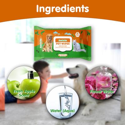 Amorite Pet Wipes For Dogs & Cats (Pack Of 12 X 80S) 1's - Pet accessories