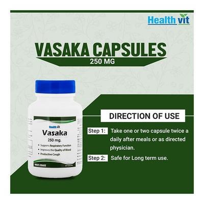 HealthVit Vasaka 250 mg Capsule 60's - Herbal Dietary Supplement