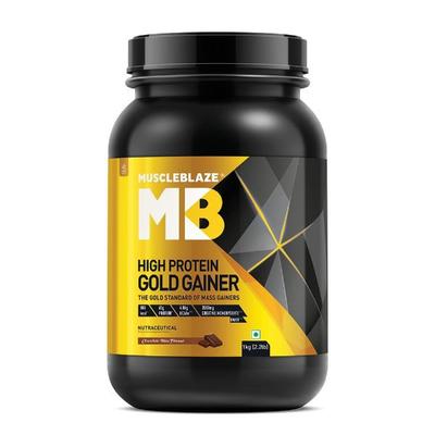 MuscleBlaze High Protein Gold Gainer XXL Powder - Chocolate Bliss 1 kg - Workout Essentials