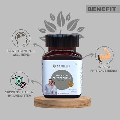 Naturrel Shilajit & Ashwagandha Extract Capsule 50's + Free 10's - Ashwagandha