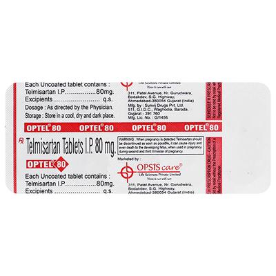 OPTEL 80mg Tablet 10's - Hypertension-Ang