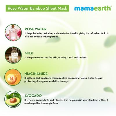 Mamaearth Bamboo Sheet Mask - Rose Water 1's - Masks & Peels
