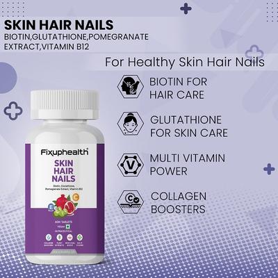 FixUpHealth Skin Hair Nails Supplement Tablets 60's - Multi-Vitamins