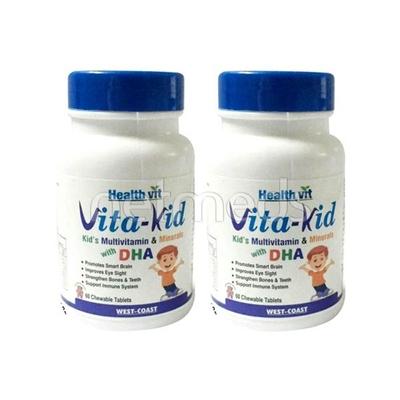 Healthvit Vita-Kid Kids Multivitamin With Dha & Minerals Chewable Tablets Pack Of 2X 60'S - Multi-Vitamins