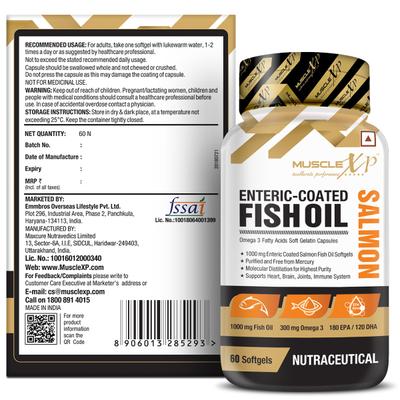 MuscleXP Salmon Enteric Coated Fish Oil Softgel 60's - Omega Fish Oil Fatty Acids
