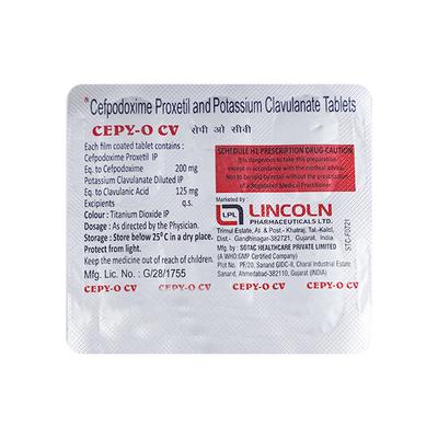 Cepy O CV 200/125mg Tablet 6'S - Bacterial Infections-Cep