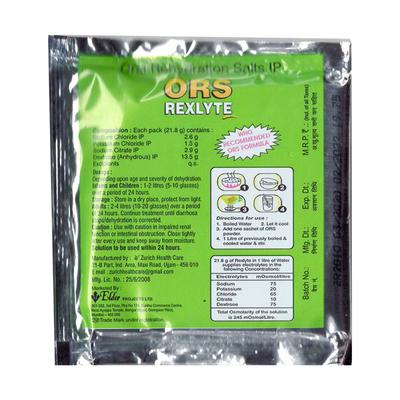 REXLYTE ORS ORANGE FLAVOUR Powder 21.8gm - Supplements-Ele