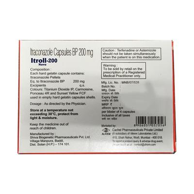 ITROLL NOVO 200 Capsule 4's - Fungal Infections-Anf