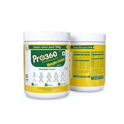 Pro360 Weight Gainer Adult Nutritional Powder - Chocolate Flavour 500 gm - Weight Gain