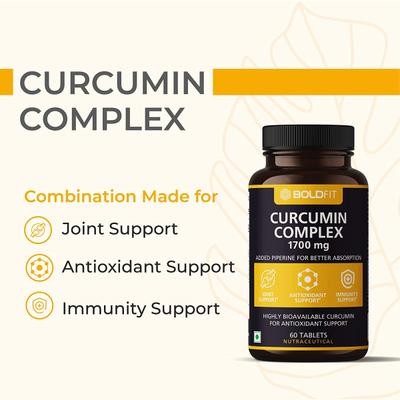 Boldfit Curcumin Complex 1700 mg Tablet 60's - Herbal Dietary Supplement