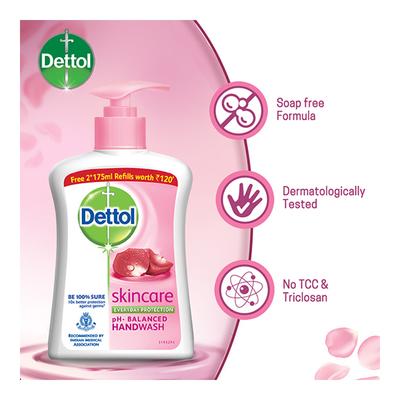 Dettol Liquid Handwash - Skincare 200 ml + Free Dettol Liquid Handwash Refill - Skincare (Pack of 2 x 175 ml) - Hand Wash & Soaps
