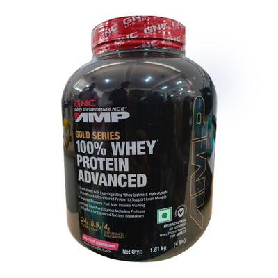 GNC AMP Gold Series 100% Whey Protein Advanced Powder - Delicious Strawberry 1.81 kg - Whey Proteins