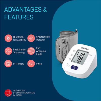 Omron Digital Blood Pressure Bluetooth Monitor With Cuff Wrapping (HEM 7140T1) - Health Monitors And Equipment