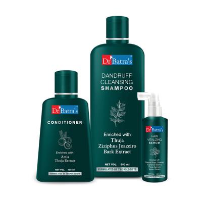 Dr Batra's Dandruff Cleansing Shampoo 500 ml + Hair Vitalizing Serum 125 ml + Conditioner 100 ml - Hair Treatment