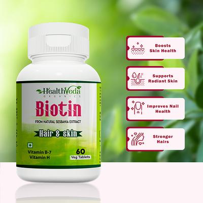 Health Veda Biotin Veg Tablet 60's - Hair & Skin