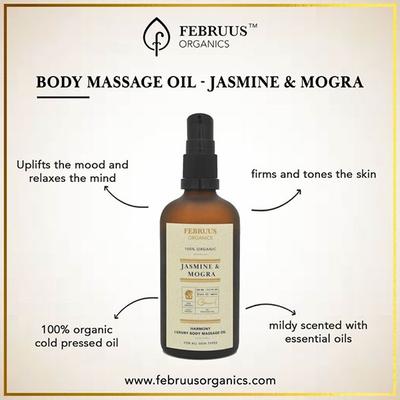 Februus Organics Harmony Luxury Body Massage Oil - Jasmine & Mogra 100 ml - Massage Oils