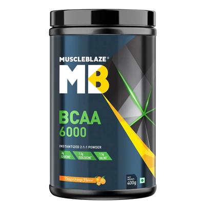 MuscleBlaze BCAA 6000 Powder - Tangy Orange 450 gm - Bcaa Supplements