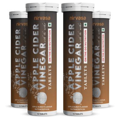 Nirvasa Apple Cider Vinegar with Mother Tablet - Apple Burst Flavour (Pack of 4 x 15's) 1's - Apple Cider Vinegars