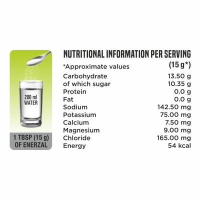 Enerzal Energy and Electrolyte Drink Powder - Lime Flavour 50 gm (N) - Energy Drinks